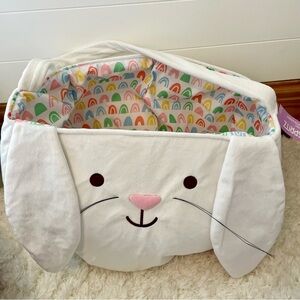 Spritz White Plush Bunny Storage Basket Jumbo 17x12x14 NWT